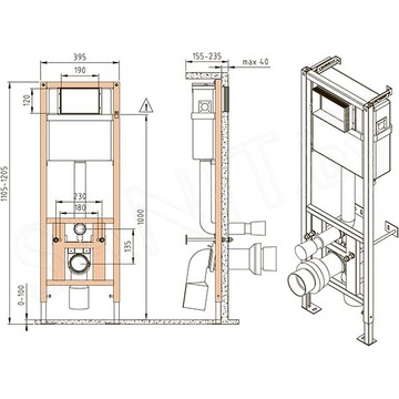 Комплект инсталляции Cersanit Link Pro с кнопкой Twins хром глянцевый и унитазом City Smart CO DPL EO slim / 68306