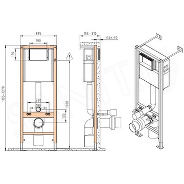 Комплект инсталляции Cersanit Vector с кнопкой Estetica 64110 и унитазом City Smart CO DPL EO slim