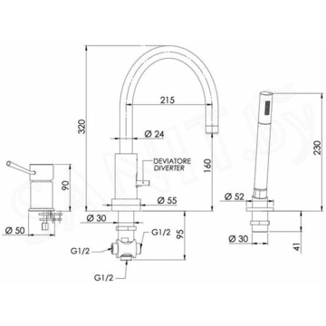 Смеситель на борт ванны Remer Minimal N072BO