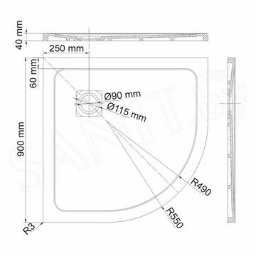 Душевой поддон Wasserkraft Dinkel 58T01