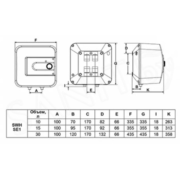 Накопительный водонагреватель Timberk SWH SE1 10 VU / SWH SE1 15 VU / SWH SE1 30 VU