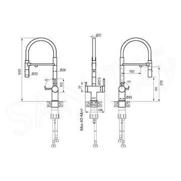 Смеситель для кухонной мойки Paulmark Gravity Gr213188-NI / Gr213188-CR с подключением к фильтру воды