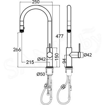 Смеситель для кухонной мойки Paulmark Galant Ga213077-BS / Ga213077-CR с подключением к фильтру воды