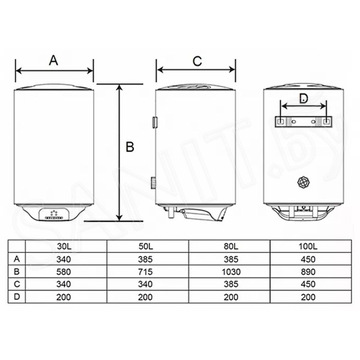 Накопительный водонагреватель Timberk SWH RE19 30 V / SWH RE19 50 V / SWH RE19 80 V / SWH RE19 100 V