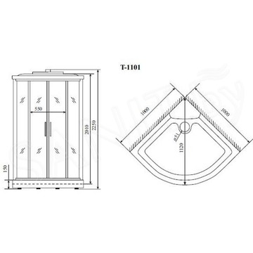 Душевая кабина Timo Standart T-6601 / T-6609 Silver Fabric