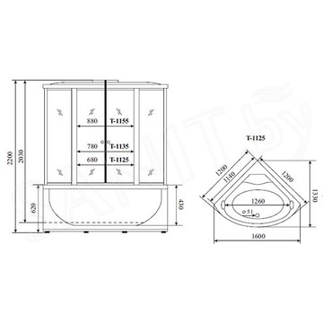 Душевая кабина Timo Standart T-6625 / T-6635 / T-6655 Silver Fabric