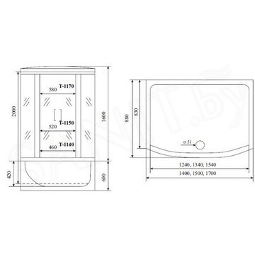 Душевая кабина Timo Standart T-6650 / T-6670 Silver Fabric