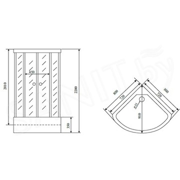 Душевая кабина Timo Standart Т-6680 Silver Fabric