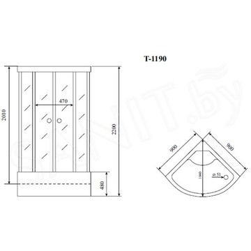 Душевая кабина Timo Standart T-6690 Silver Fabric