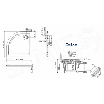 Душевой поддон Wasserkraft Salm 27T01