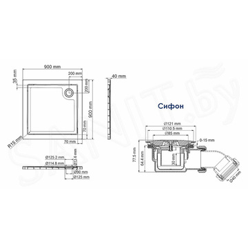 Душевой поддон Wasserkraft Salm 27T03