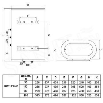 Накопительный водонагреватель Timberk SWH FSL1 30 VE / SWH FSL1 50 VE / SWH FSL1 80 VE / SWH FSL1 100 VE