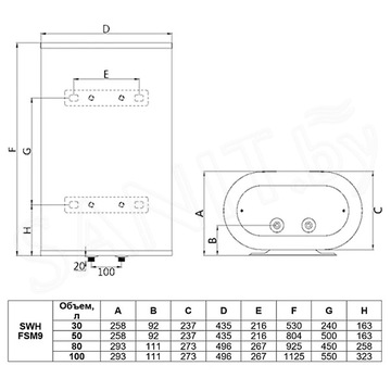 Накопительный водонагреватель Timberk SWH FSM9 30 V / SWH FSM9 50 V / SWH FSM9 80 V / SWH FSM9 100 V