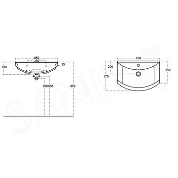 Умывальник Sanovit Zenon 6065-KL / 6085-KL / 6095-KL