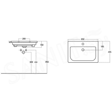 Умывальник Sanovit Soft 13065-KL / 13080-KL