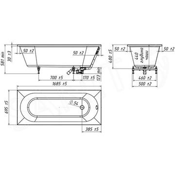 Ванна из искусственного камня Belux Классика-2 ВК-2 белый матовый Solid Surface