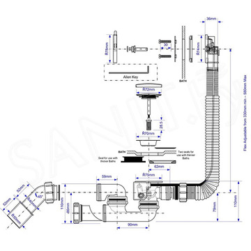 Сифон для ванны McAlpine MP31SSF-MBBR