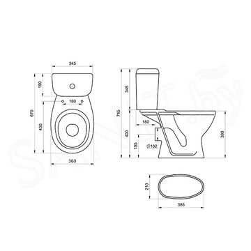 Напольный унитаз Santeri Pro 1P2155S0000BF