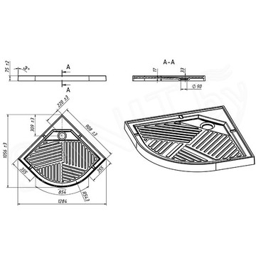 Душевой поддон Belux Опера ДПУ-90 Set белый матовый Solid Surface