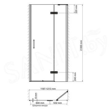 Душевая дверь Wasserkraft Aller 10H05BLACK MATT