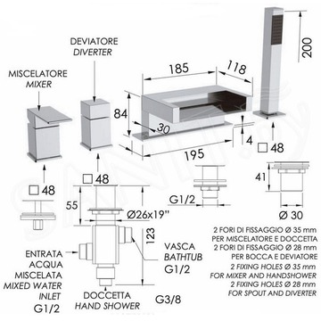 Смеситель на борт ванны Remer ZC06