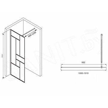 Душевое ограждение Abber Immer Offen AG63100B8 / AG63120B8