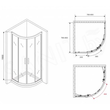 Душевой уголок Abber Schwarzer Diamant AG01080 / AG01090 / AG01100