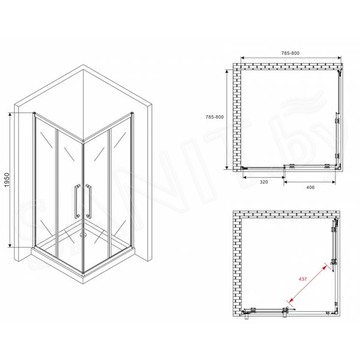 Душевой уголок Abber Schwarzer Diamant AG02080BH / AG02090BH / AG02100BH