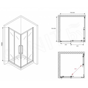 Душевой уголок Abber Schwarzer Diamant AG02080MH / AG02090MH / AG02100MH