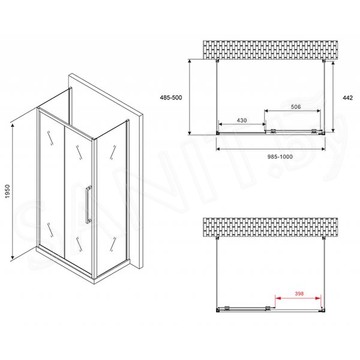 Душевой уголок Abber Schwarzer Diamant AG30100BH П-образный