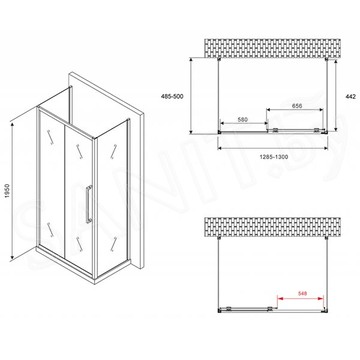 Душевой уголок Abber Schwarzer Diamant AG30130BH П-образный