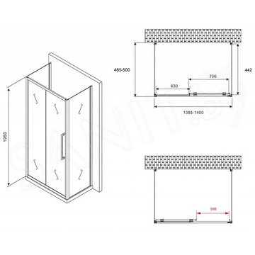 Душевой уголок Abber Schwarzer Diamant AG30140BH П-образный