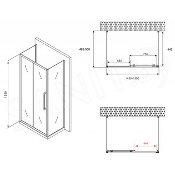 Душевой уголок Abber Schwarzer Diamant AG30150BH П-образный