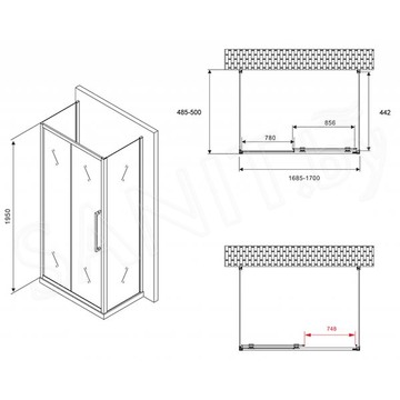 Душевой уголок Abber Schwarzer Diamant AG30170BH П-образный