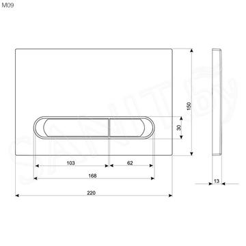 Кнопка для инсталляции KK POL M09 350/PBG/050-00-00 / 350/PSG/050-00-00