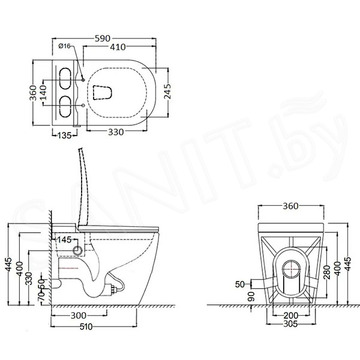 Приставной унитаз Cerutti Maiella Pulse CT10196 с импульсным смывом