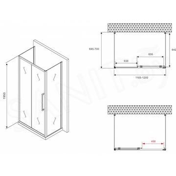 Душевой уголок Abber Schwarzer Diamant AG30120BMH П-образный