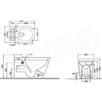 Приставной унитаз Cerutti Nautilus Aria Pulse CT10200 с импульсным смывом