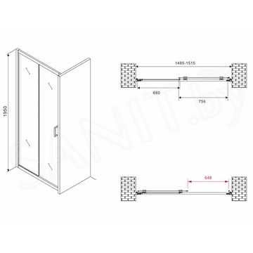 Душевая дверь Abber Schwarzer Diamant AG30150B