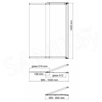 Душевая шторка на ванну Wasserkraft Main 41S02-100 Matt glass Fixed