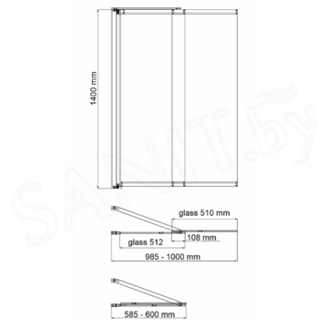 Душевая шторка на ванну Wasserkraft Main 41S02-100 Matt glass Fixed