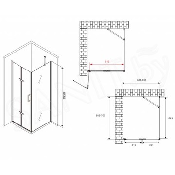 Душевой уголок Abber Zart AG08070P-S71 / AG08070P-S81 / AG08070P-S91 / AG08070P-S101