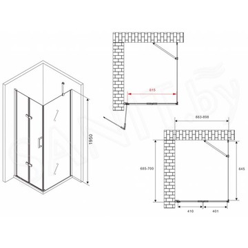 Душевой уголок Abber Zart AG08090P-S71 / AG08090P-S81 / AG08090P-S91 / AG08090P-S101