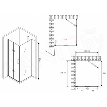 Душевой уголок Abber Zart AG08100P-S71 / AG08100P-S81 / AG08100P-S91 / AG08100P-S101