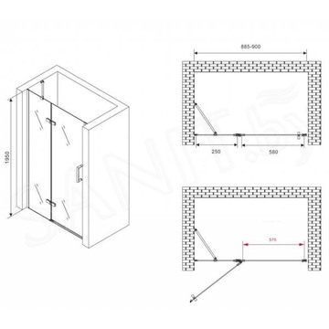 Душевая дверь Abber Zart AG08090B / AG08100B / AG08120B