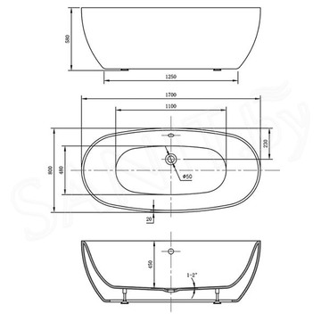 Акриловая ванна Vincea VBT-405-1700MB