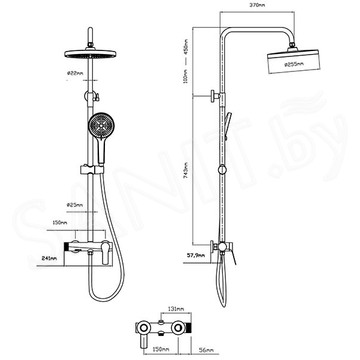 Душевая стойка Vincea Arco VSFS-4AR1BG