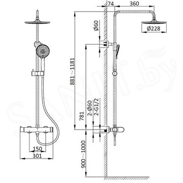 Душевая стойка Vincea Rondo VSFS-1R0BG