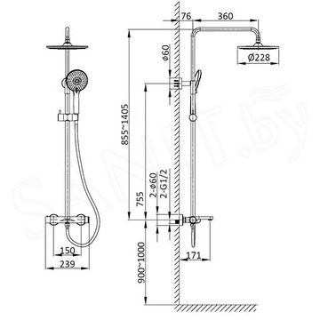 Душевая стойка Vincea Rondo VSFS-1R1BG