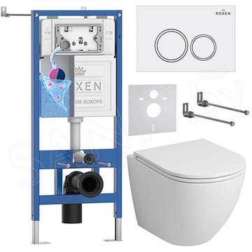Комплект инсталляции 6 в 1 Roxen StounFix Dual Fresh 503394 с аромадозатором и унитазом Grossman Tornado GR-4455SQ